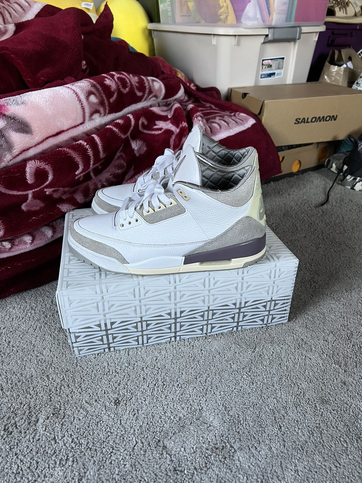 image of A Ma Maniere X Air Jordan 3 Shoes in White, Men's (Size 10)
