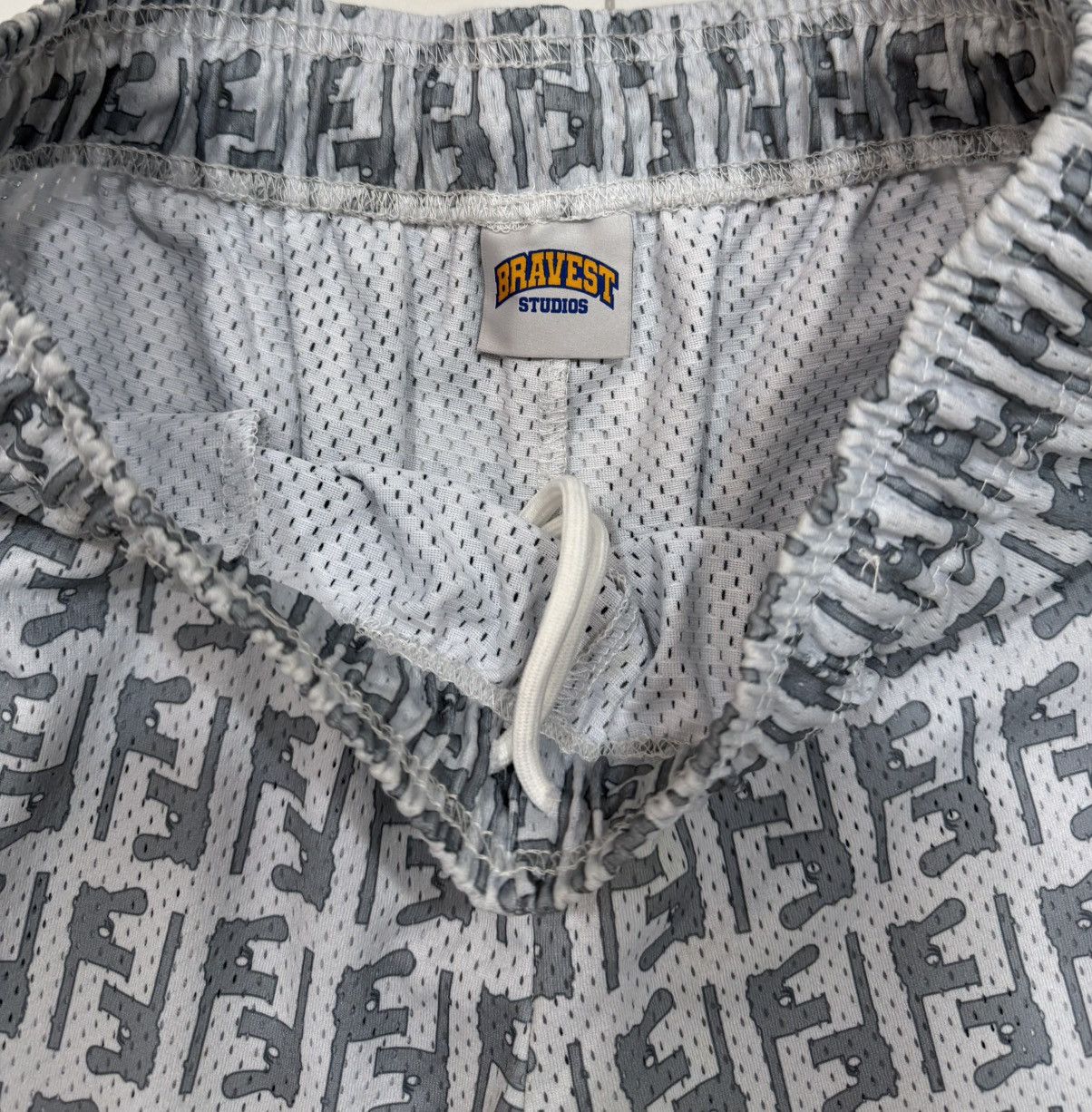 Bravest Studios Bravest Studios “Fendi” Gun White Mesh Shorts Size Medium Size US 32 / EU 48 - 3 Thumbnail