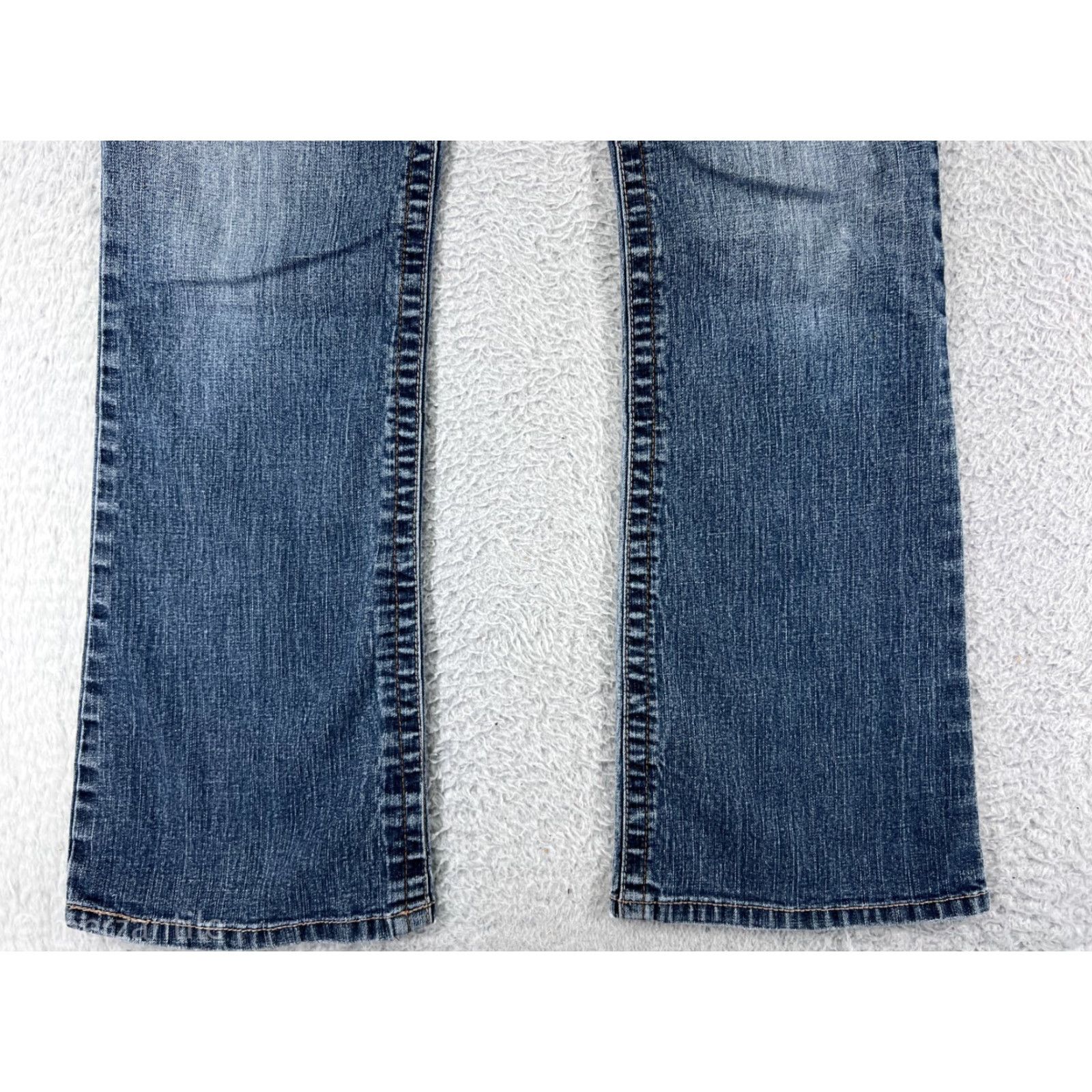 Denime SO Jeans Jeans Blue Denim Low Rise Bootcut 11 Women Cotton Blend 5-Pocket Embroidered Zipper Button Blue Wash Denim SO Womens 11 Jeans Size 32" / US 10 / IT 46 - 5 Thumbnail
