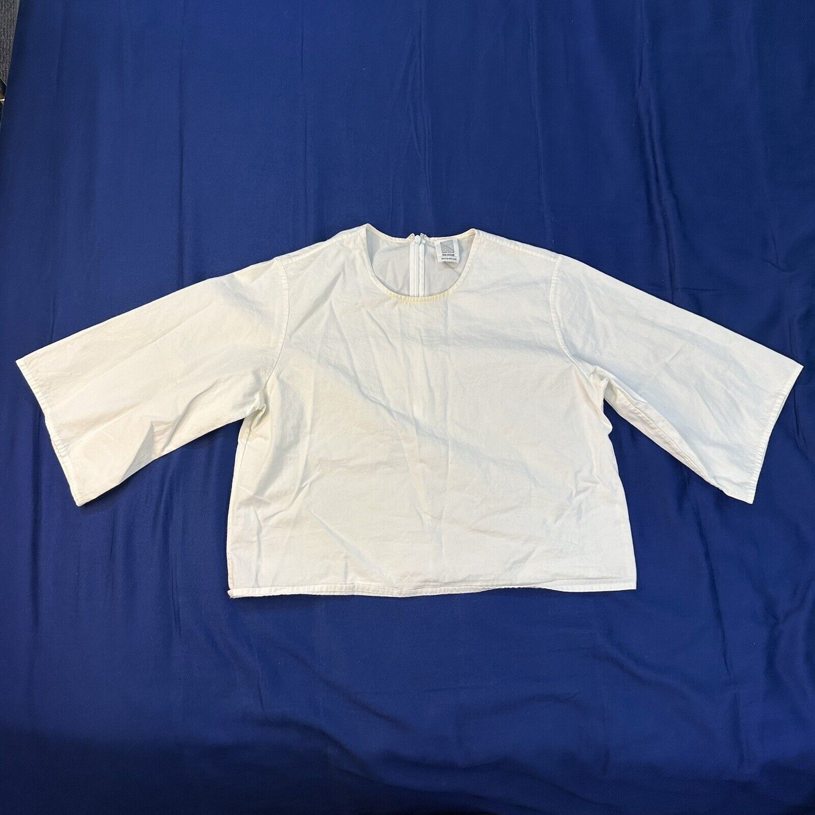 Rosie Assoulin Rosie Assoulin Shirt XS Crew Neck White Back Zip Blouse Top Size XS / US 0-2 / IT 36-38 - 1 Thumbnail