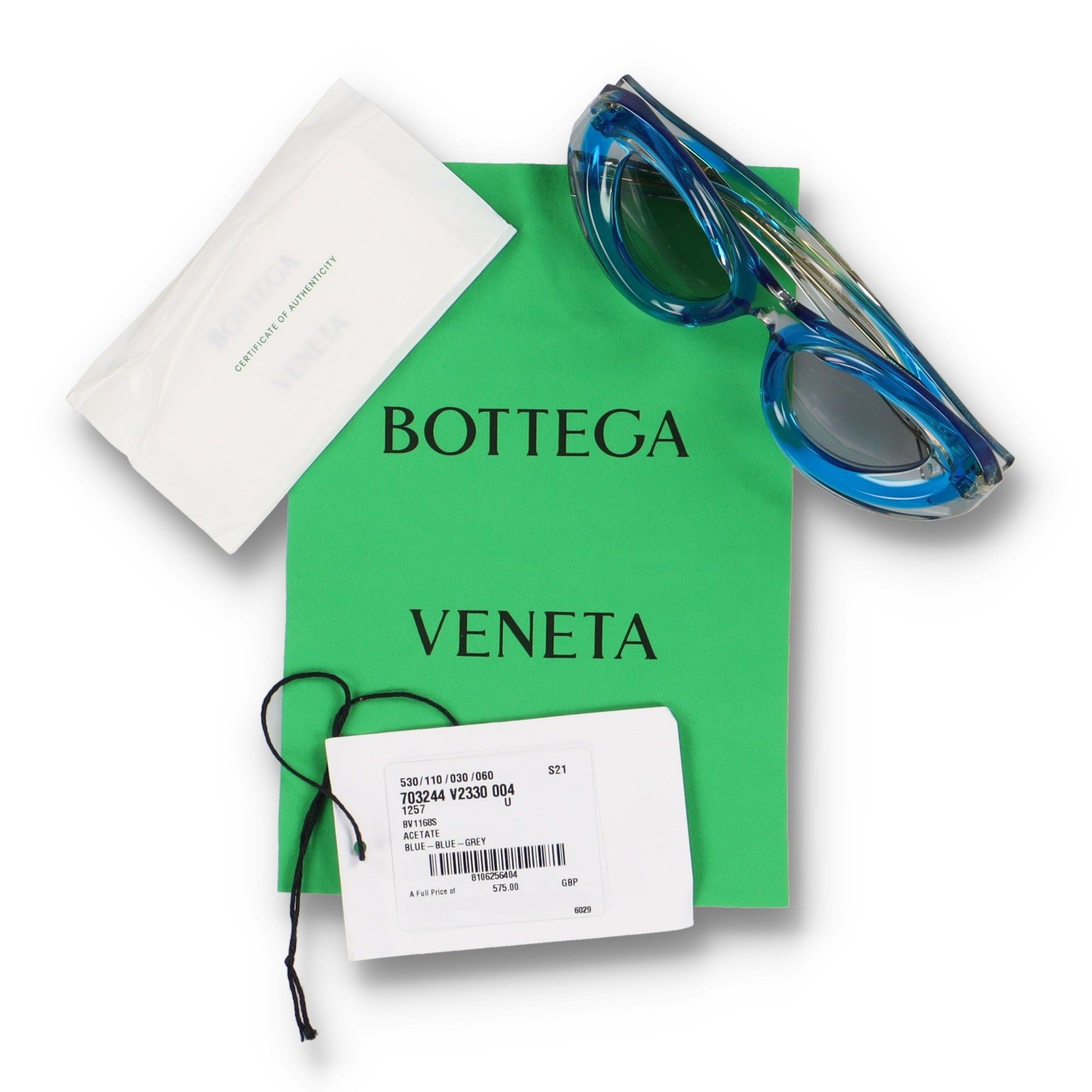 Bottega Veneta BV1168S Blue Hue Acetate Cat Eye Sunglasses Size ONE SIZE - 4 Thumbnail