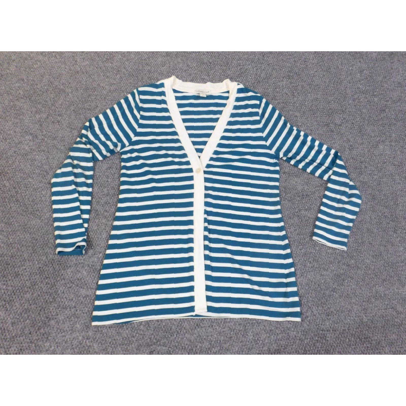 Coldwater Creek Coldwater Creek Blouse Shirt Womens M Blue Striped Knit V-Neck Stretch Casual Size M / US 6-8 / IT 42-44 - 2 Thumbnail