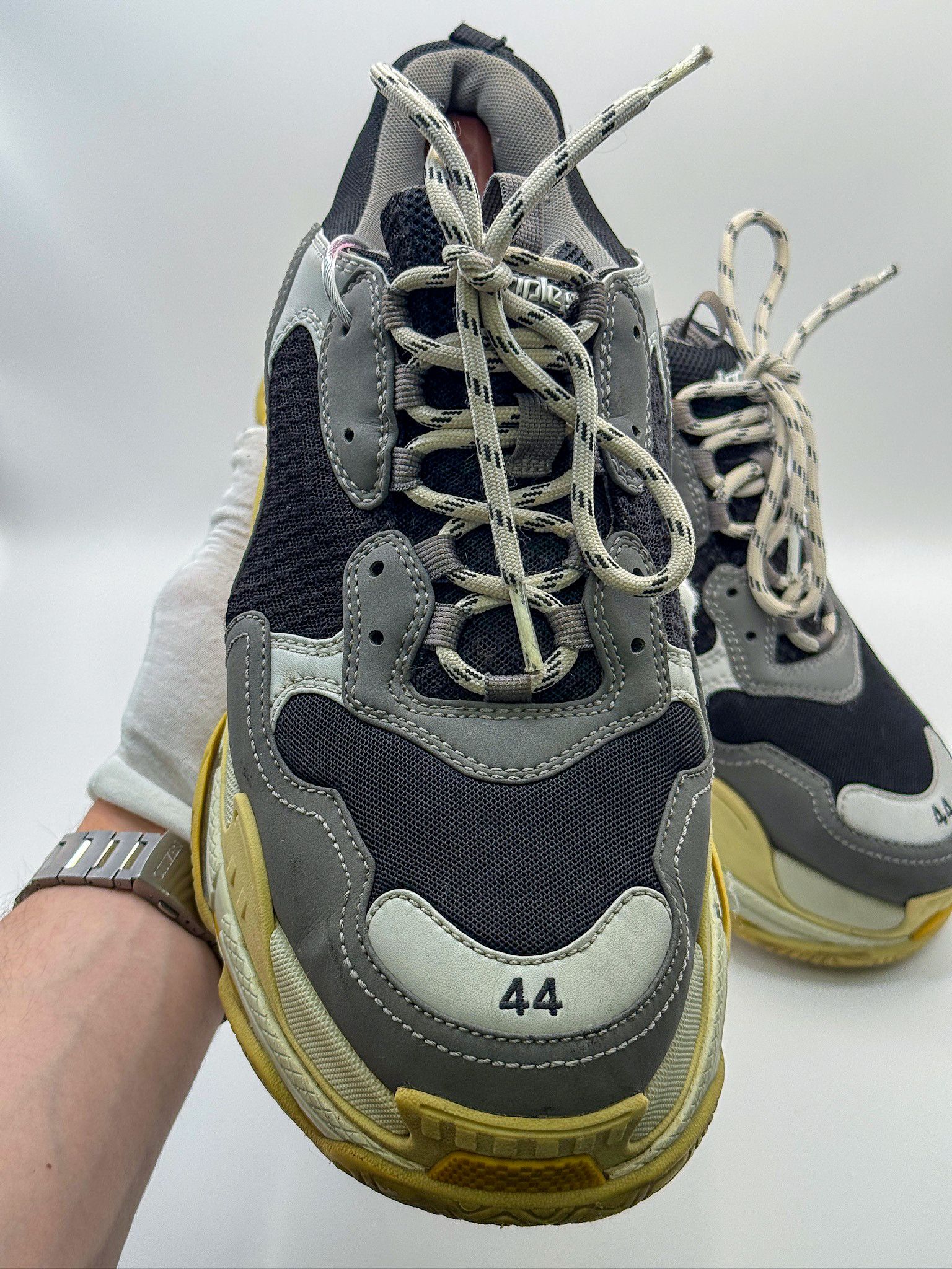Balenciaga Balenciaga Triple S Gray/Yellow/Black Sneakers Size US 11 / EU 44 - 3 Thumbnail