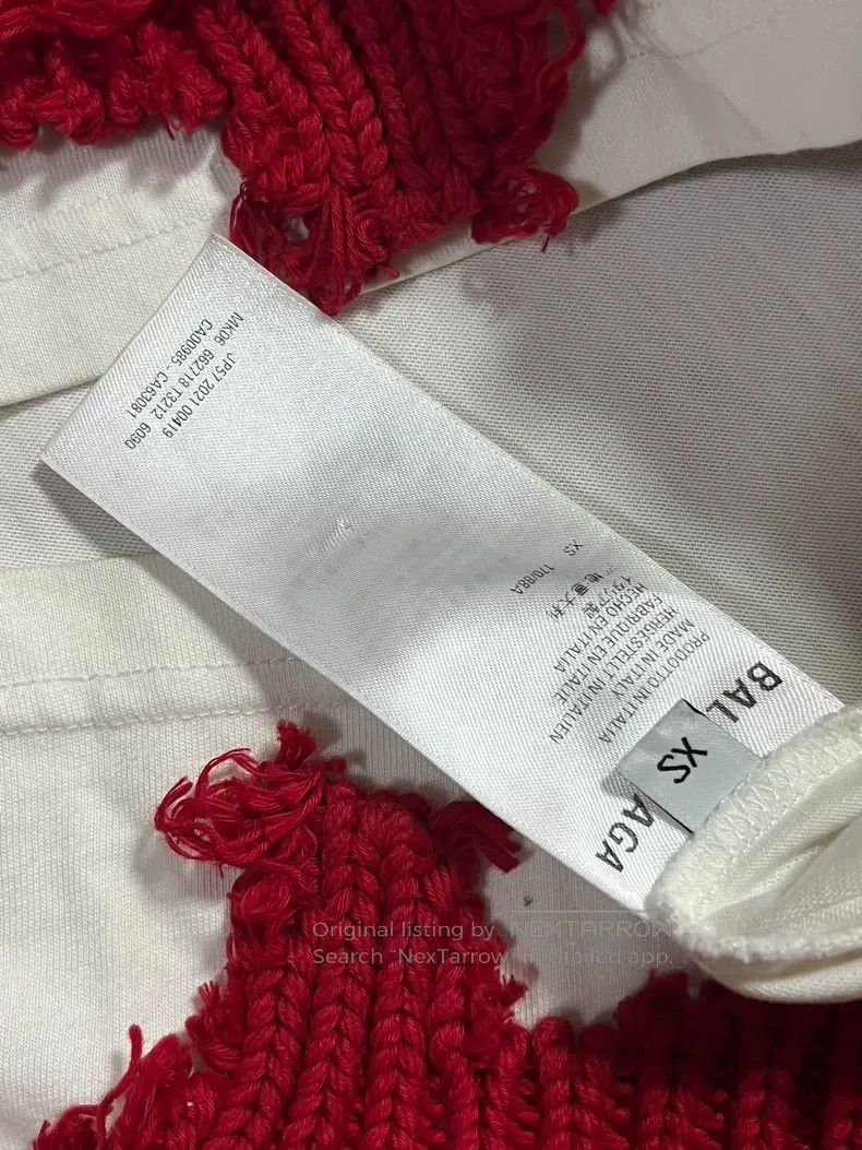 Balenciaga Balenciaga Red Coke Wave Destroyed Knit Sweater Faux Two-P Size US XS / EU 42 / 0 - 7 Thumbnail