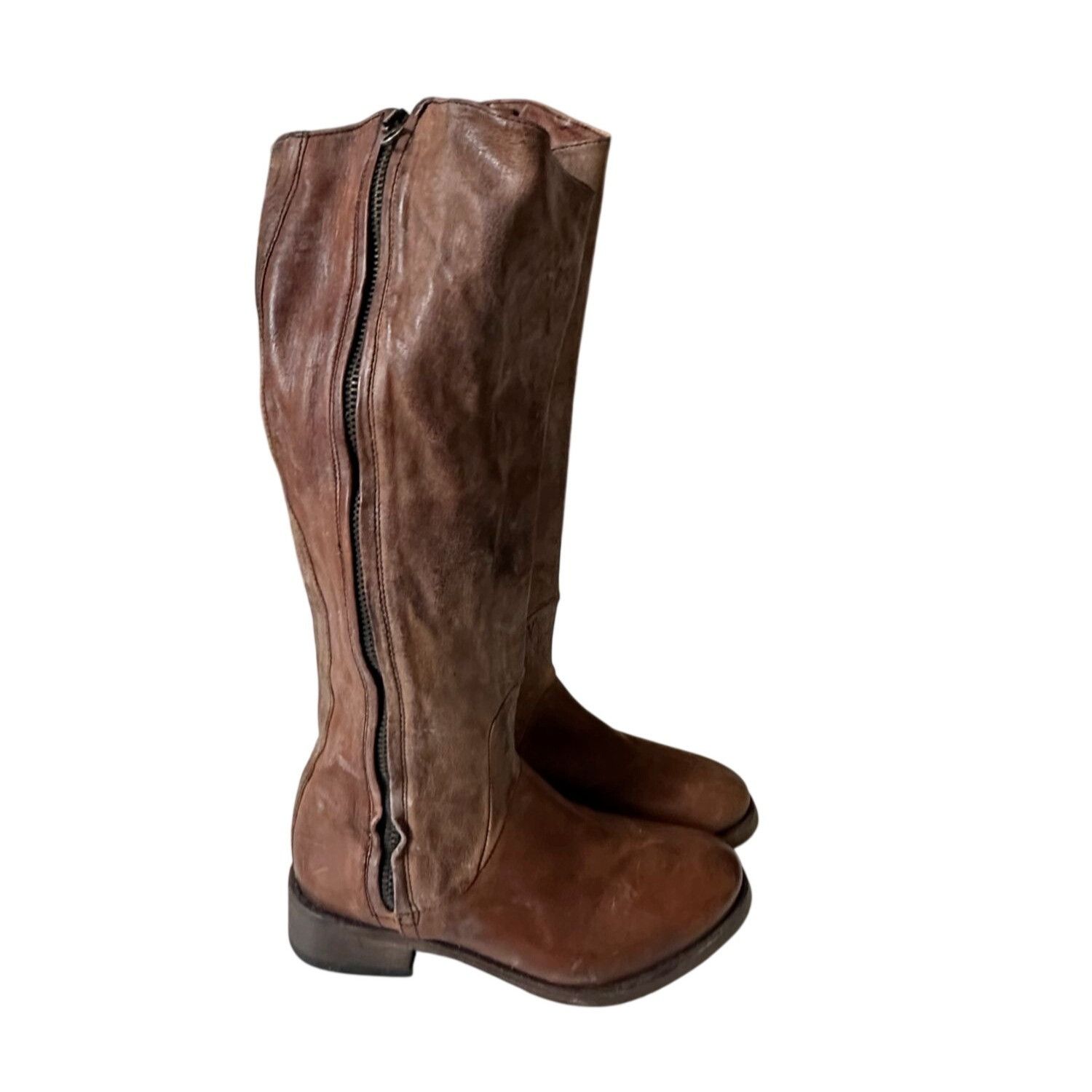 Other Nylo Distressed Leather Tall Double Zip Boots EU 39 Size US 9 / IT 39 - 5 Thumbnail