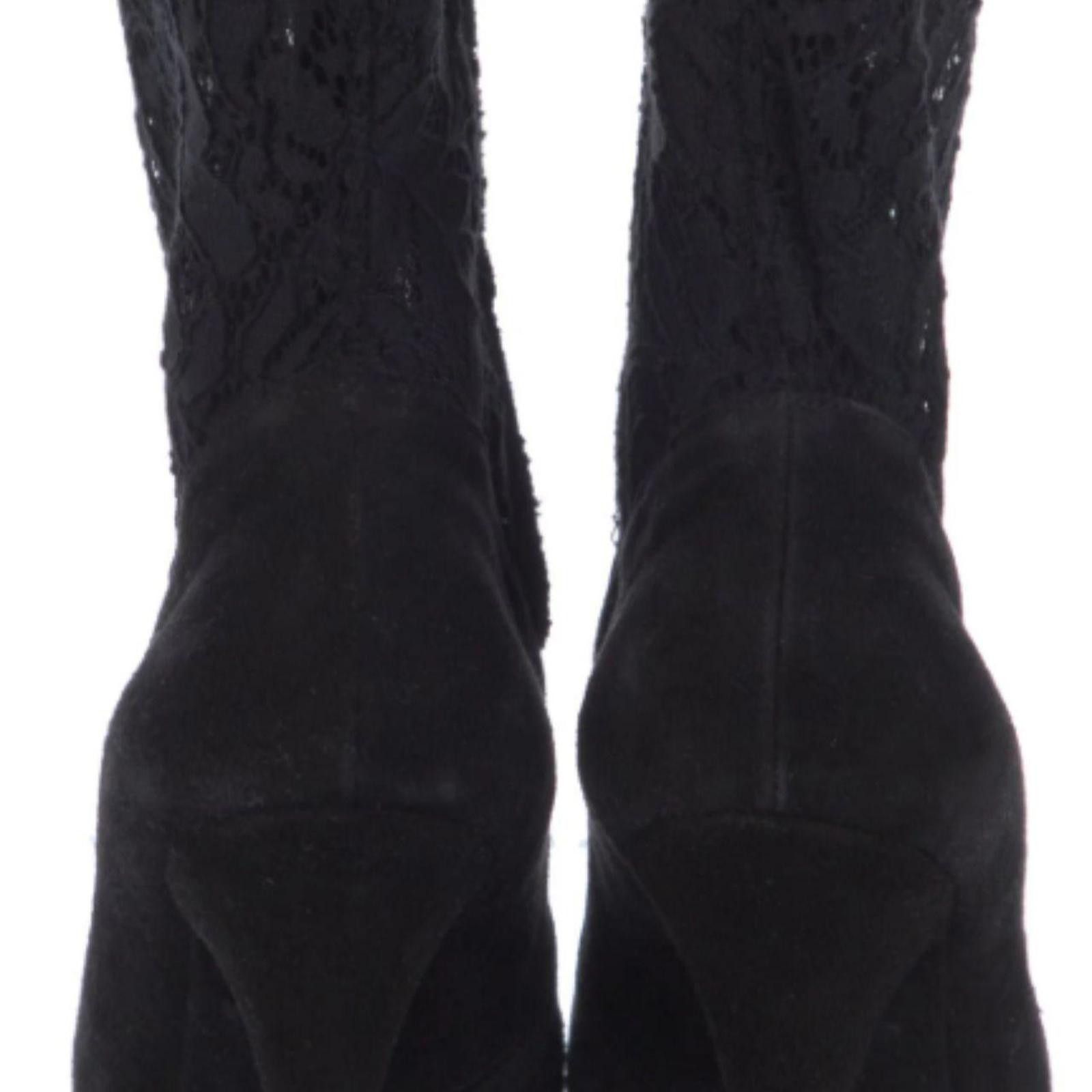 Dolce & Gabbana Dolce & Gabbana Vintage Black Suede & Lace Boots, Size 5 Size US 5 / IT 35 - 4 Thumbnail