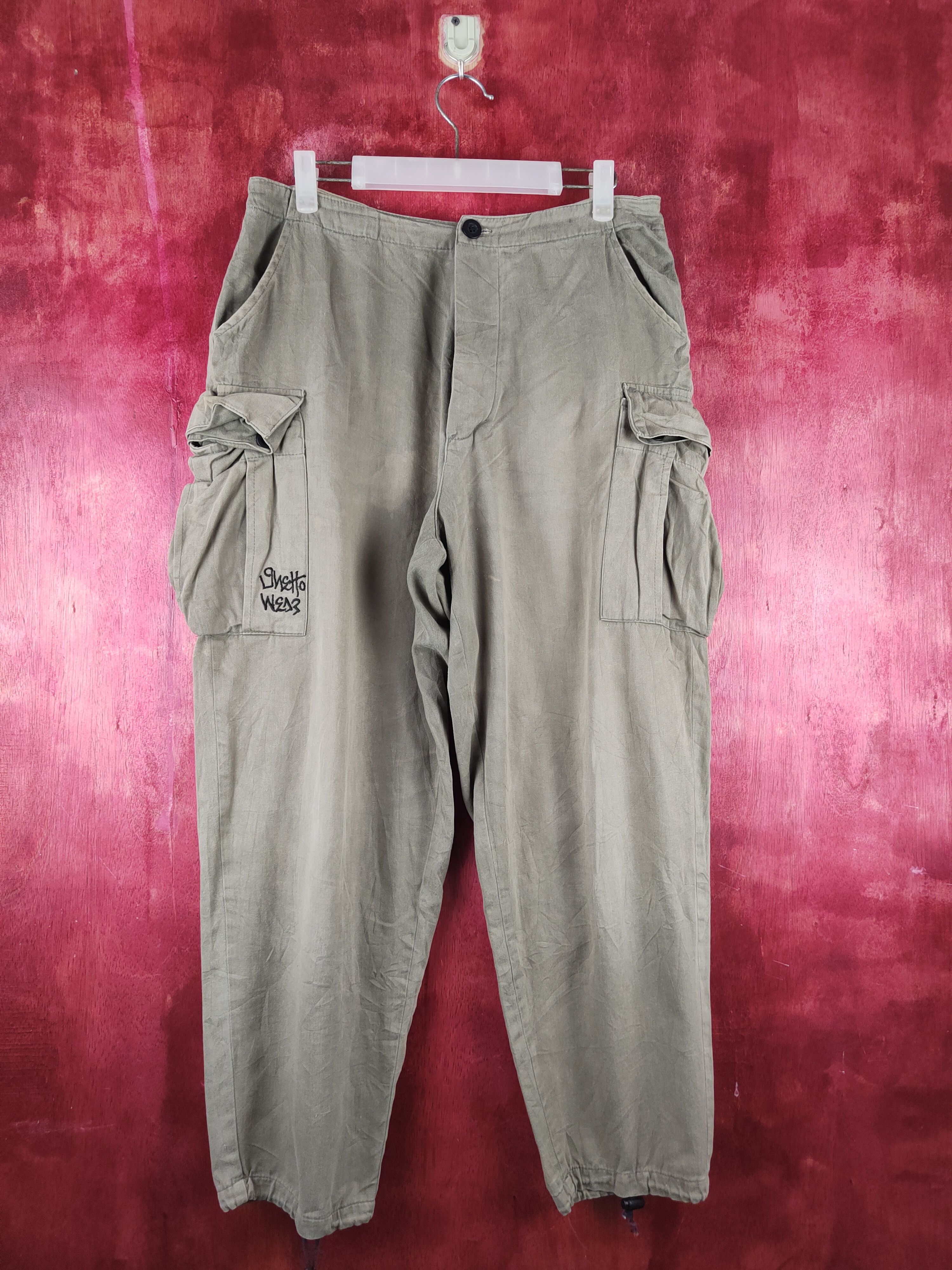 Japanese Brand VINTAGE Gueho Wear Dark Olive Faded Cargo Pants N#33 Size US 32 / EU 48 - 1 Thumbnail
