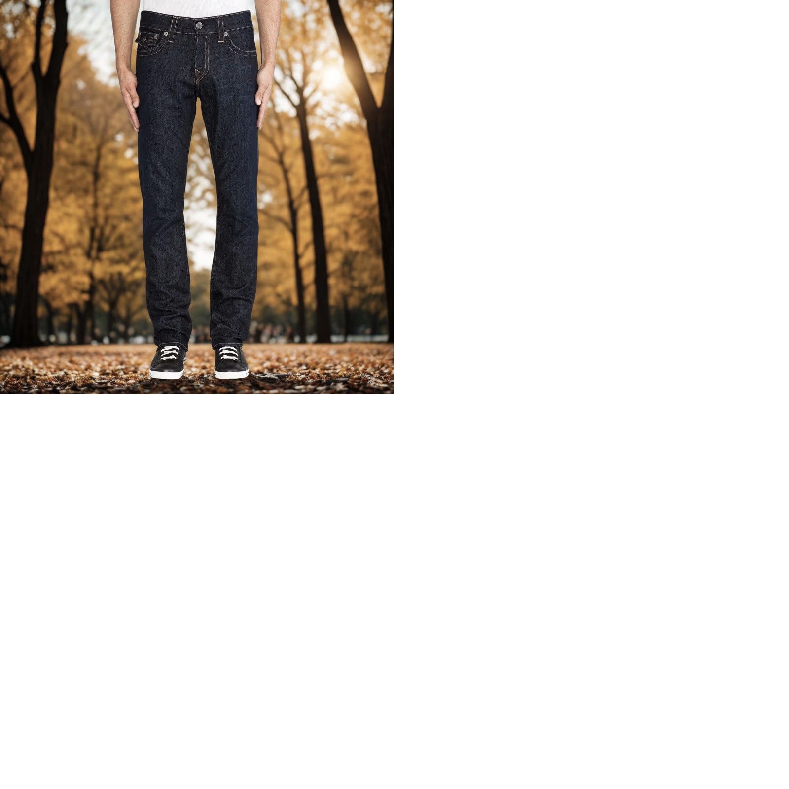 True Religion True Religion Ricky Straight Jeans 42x34 Dark Wash Mens Regular 42 Blue Denim Stretch USA Logo Pocket Zipper Button Casual Straight Mens Size US 42 / EU 58 - 10 Thumbnail