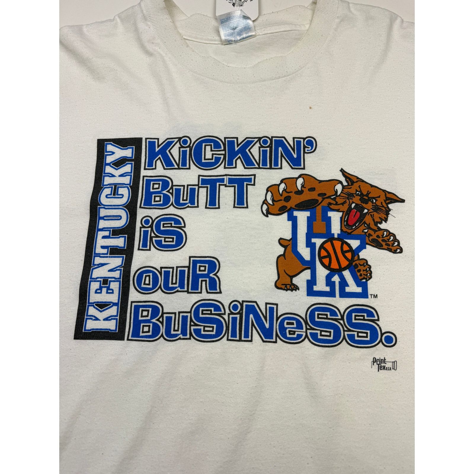 Vintage Vintage 90s Kentucky Wildcats Basketball NCAA T Shirt XXL Size US XXL / EU 58 / 5 - 6 Thumbnail
