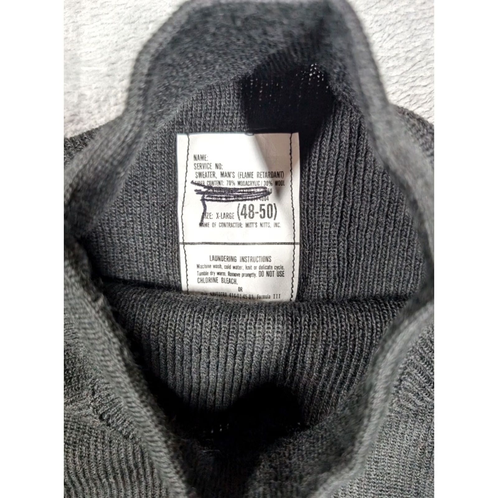 Vintage VINTAGE Mens Wool Sweater Military Fr Fire Resistant Sz XL Extra Large Knit Mock Neck Black Soldiers Army Pullover Regular Warm Casual Workwear Mens Size US XL / EU 56 / 4 - 6 Thumbnail