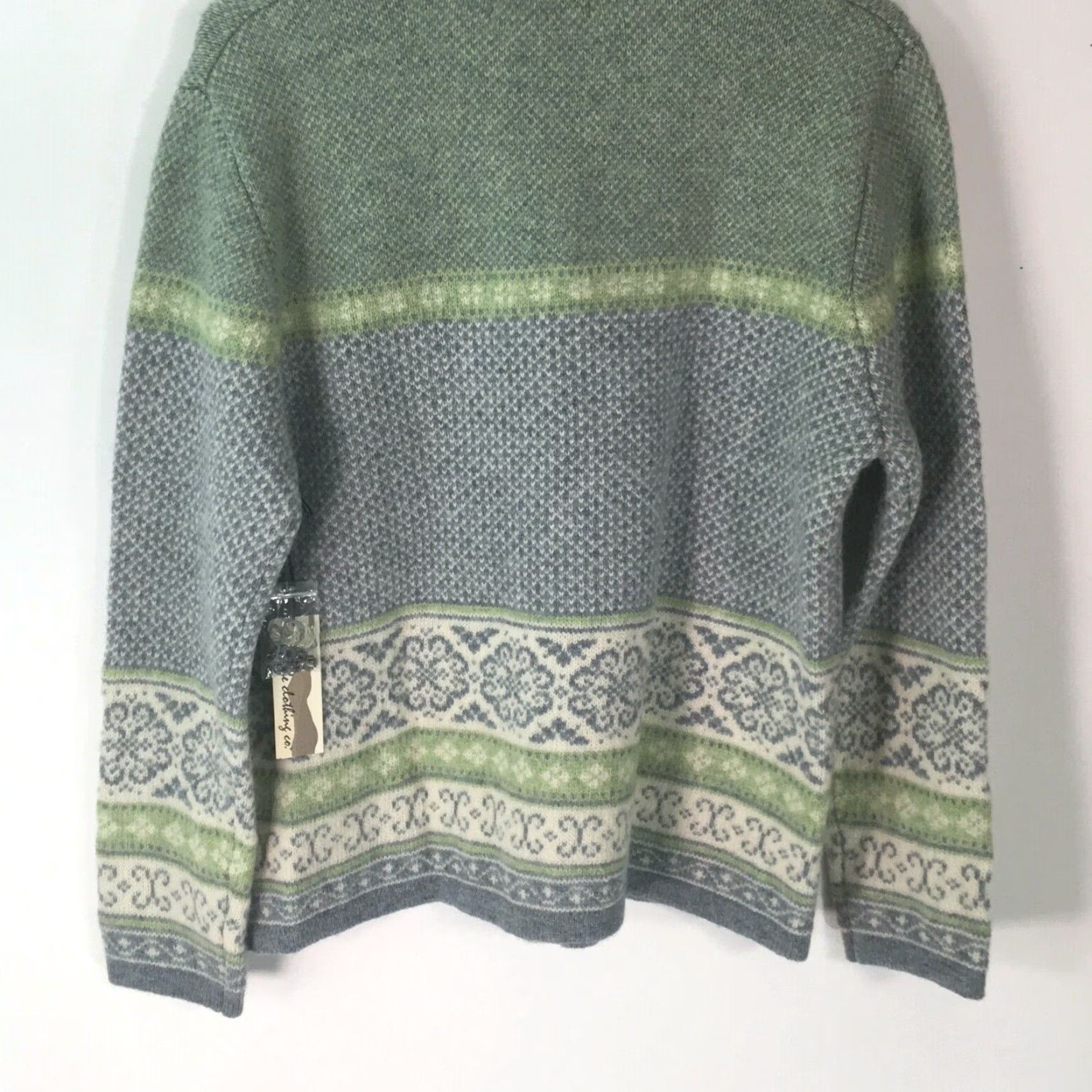 CO VINTAGE Telluride Clothing Co Nordic Wool Cardigan Sweater Womens Medium Green Casual 90s Size M / US 6-8 / IT 42-44 - 2 Thumbnail