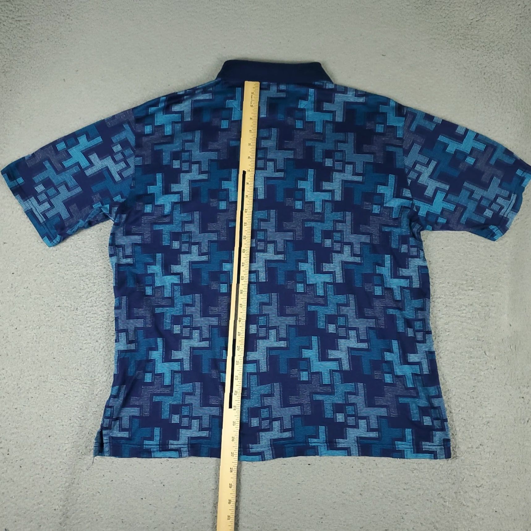 BUGATCHI BUGATCHI Polo Shirt Mens L Blue Geometric Casual Short Sleeve Shirt Mens Size US L / EU 52-54 / 3 - 3 Thumbnail