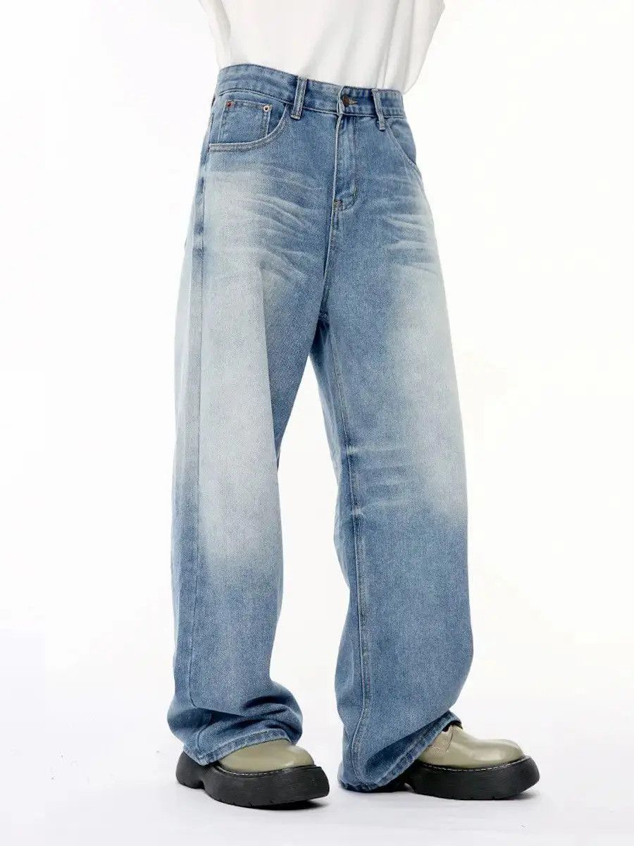 Japanese Brand Retro loose wide leg straight leg jeans Size US 32 / EU 48 - 3 Thumbnail