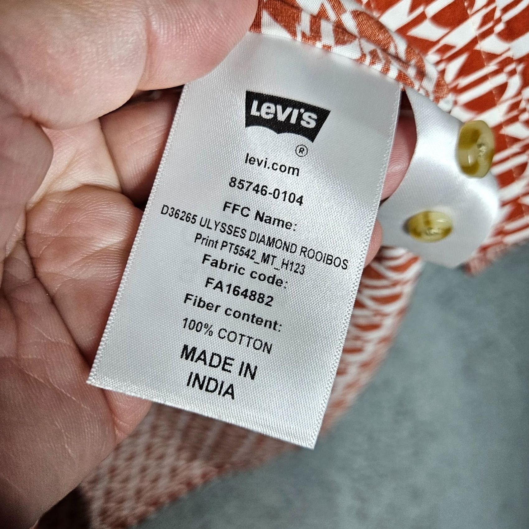 Levi's Levi's Button-Up Shirt Men M Cotton Multicolor Diamond Rooibos Pattern Casual All Seasons Size US M / EU 48-50 / 2 - 5 Thumbnail