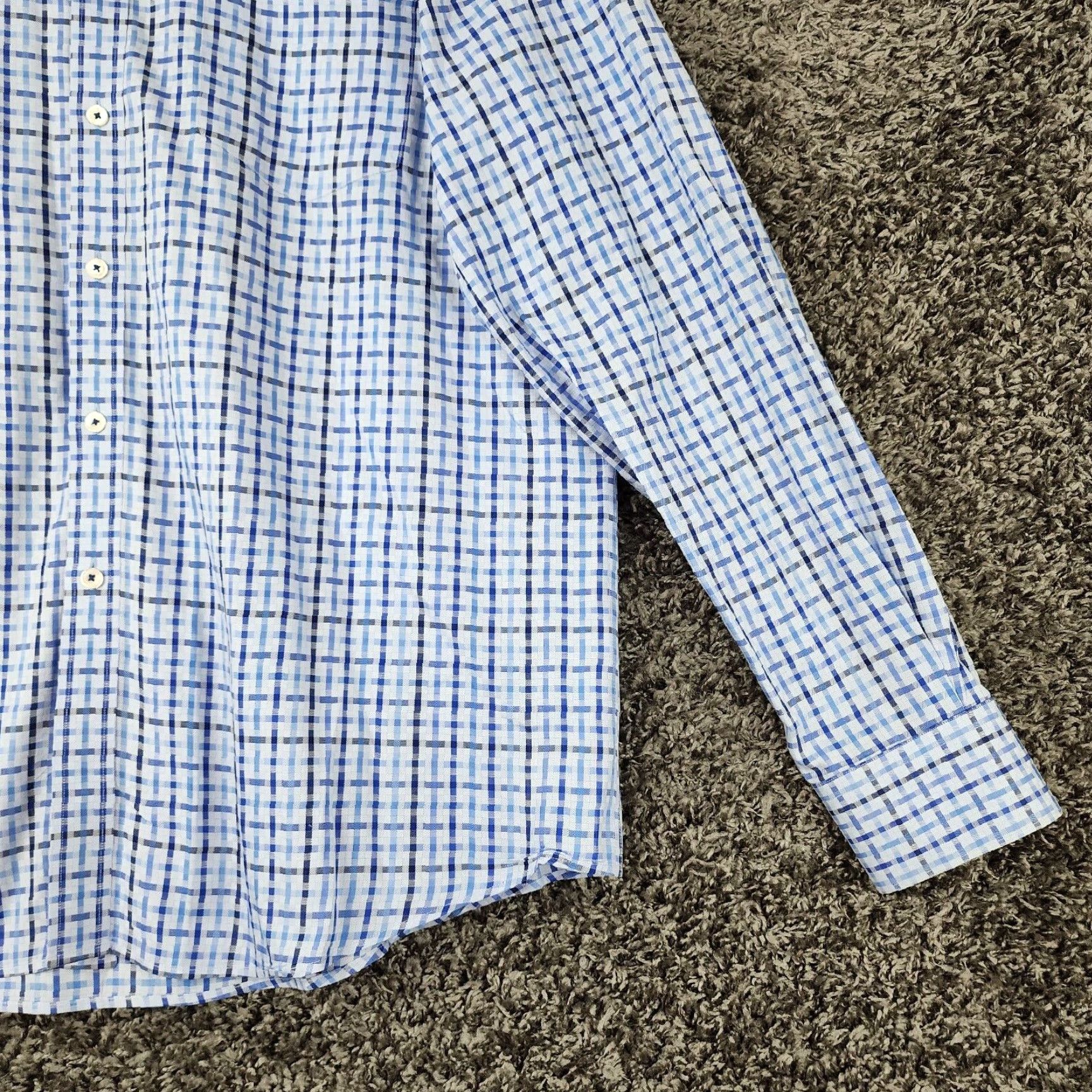 BUGATCHI Bugatchi Uomo Mens Long Sleeve Dress Shirt Blue XL Size 46R - 2 Thumbnail
