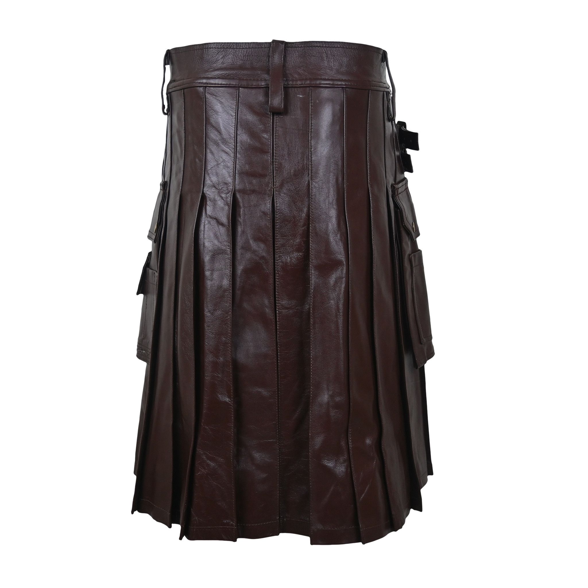 Leather × Other Utility Cargo Leather Kilt Brown "Customized" Size US 34 / EU 50 - 5 Thumbnail