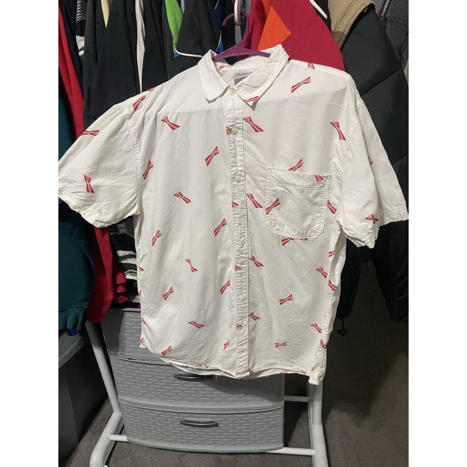 Budweiser Size M- Budweiser Bowtie Button Up Men’s Short Sleeve Shirt Size US M / EU 48-50 / 2 - 1 Thumbnail