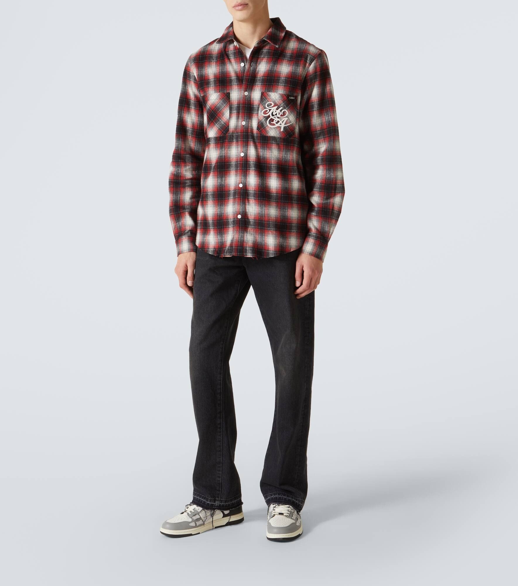 Amiri o1orln1025 Swirl Checked Cotton Flannel Shirt in Multicolor Size US S / EU 44-46 / 1 - 2 Thumbnail