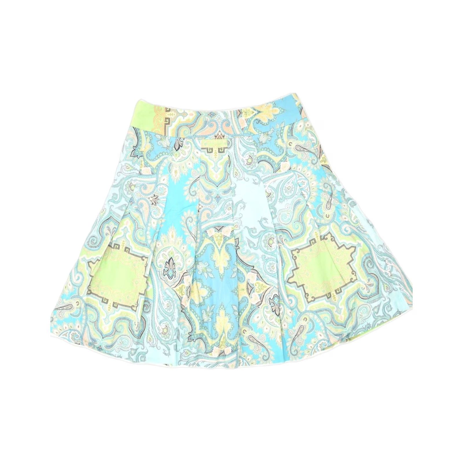 J.Crew J. CREW Womens Pleated Skirt Blue Cotton XS US 2 W27 Crazy Pattern OZ03 Size 26" / US 2 / IT 38 - 2 Thumbnail