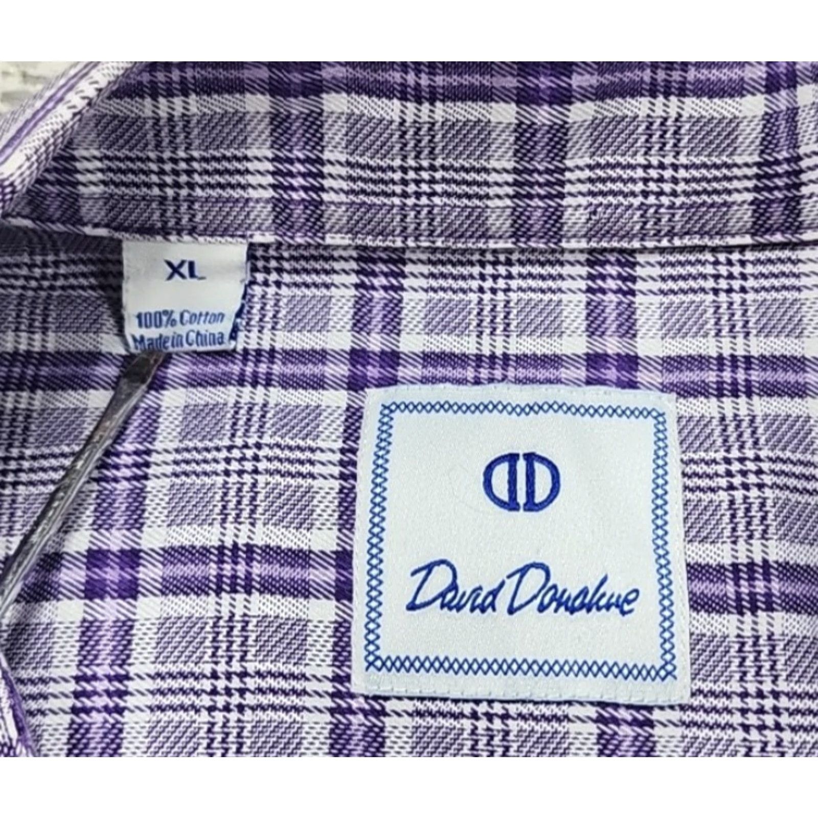 David Donahue David Donahue Shirt Mens XL Purple Plaid Checks 100% Cotton Button-Up Casual Dress Size US XL / EU 56 / 4 - 5 Thumbnail