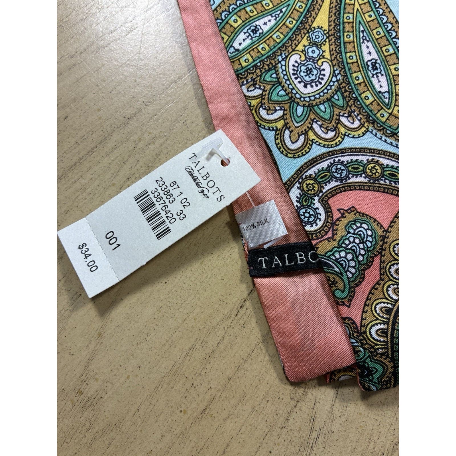 Talbots NWT Talbots 100% Silk Skinny Scarf Twilly Paisley Scarf Pink Size ONE SIZE - 11 Thumbnail