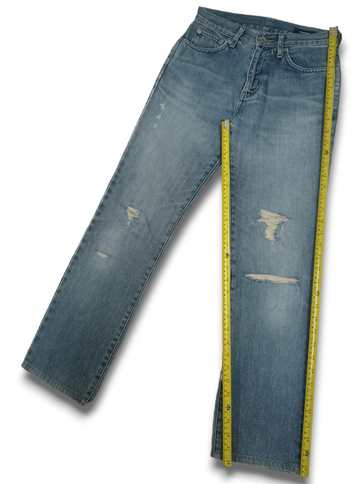 Japanese Brand × Uniqlo Vintage Japanese Uniqlo Blue Wash Distressed Jeans 27x28 Size US 27 - 9 Thumbnail