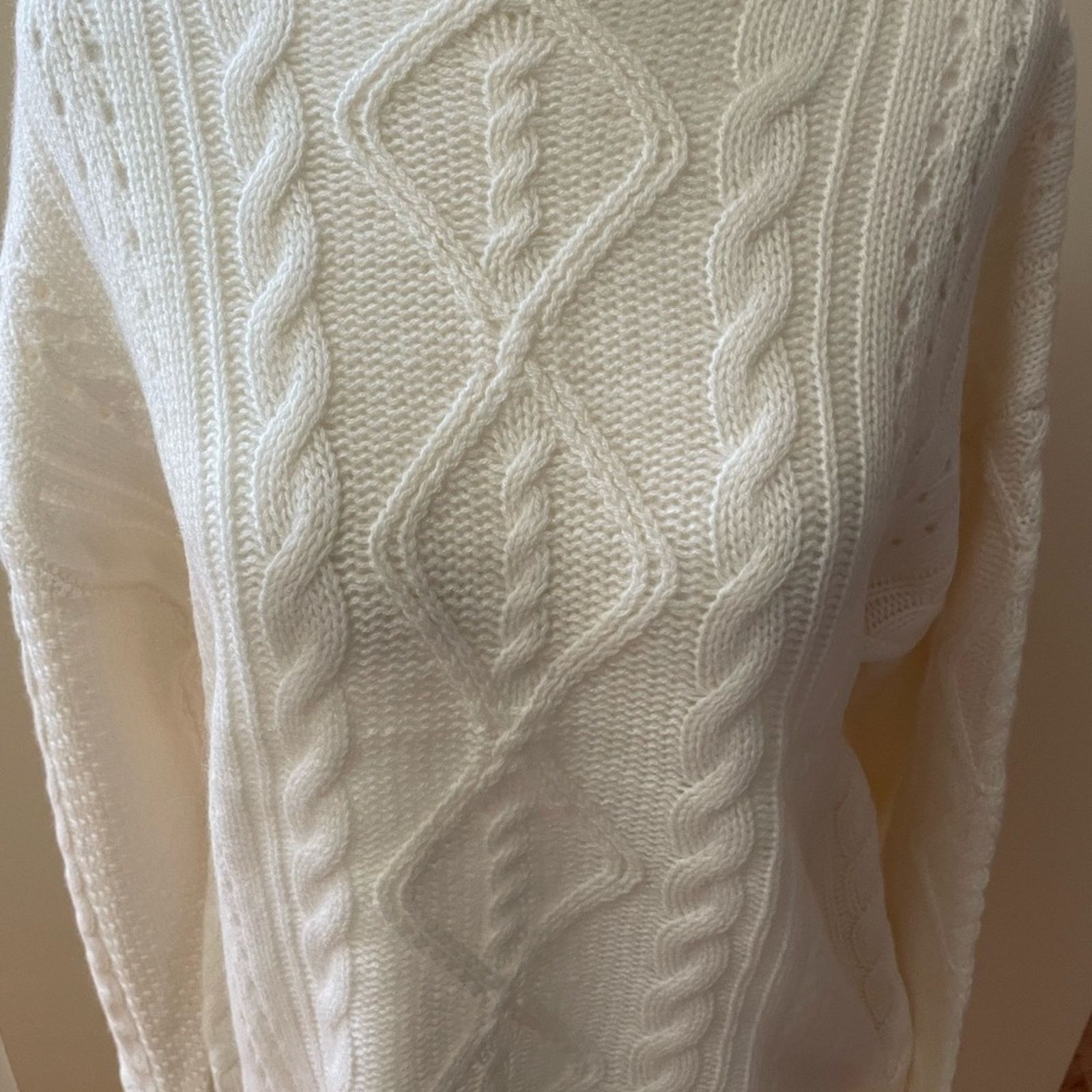 Elie Tahari Funnel Neck Cable Knitted Cashmere Sweater from ELIE TAHARI Size L / US 10 / IT 46 - 2 Thumbnail