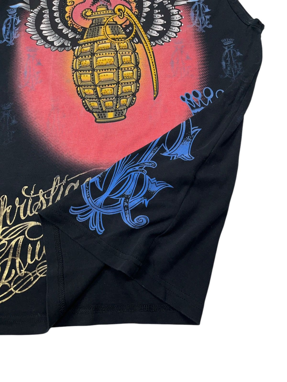 Christian Audigier Vintage y2k Christian Audigier Grenade Studded Tank Top Tee Size US L / EU 52-54 / 3 - 4 Thumbnail