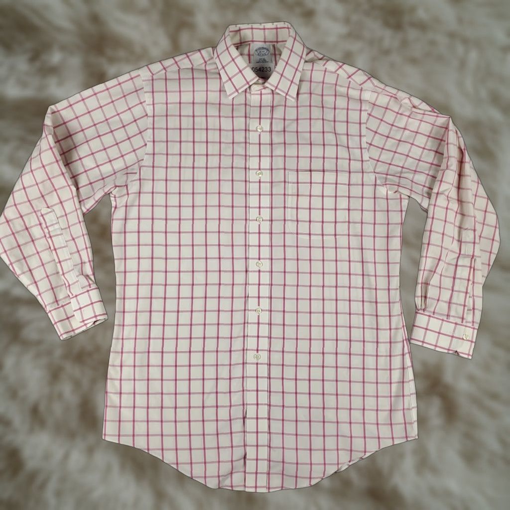 Brooks Brothers Brooks Brothers Dress Shirt Mens Size 16 Pink Check Long Sleeve Button Up Size 42R - 1 Thumbnail