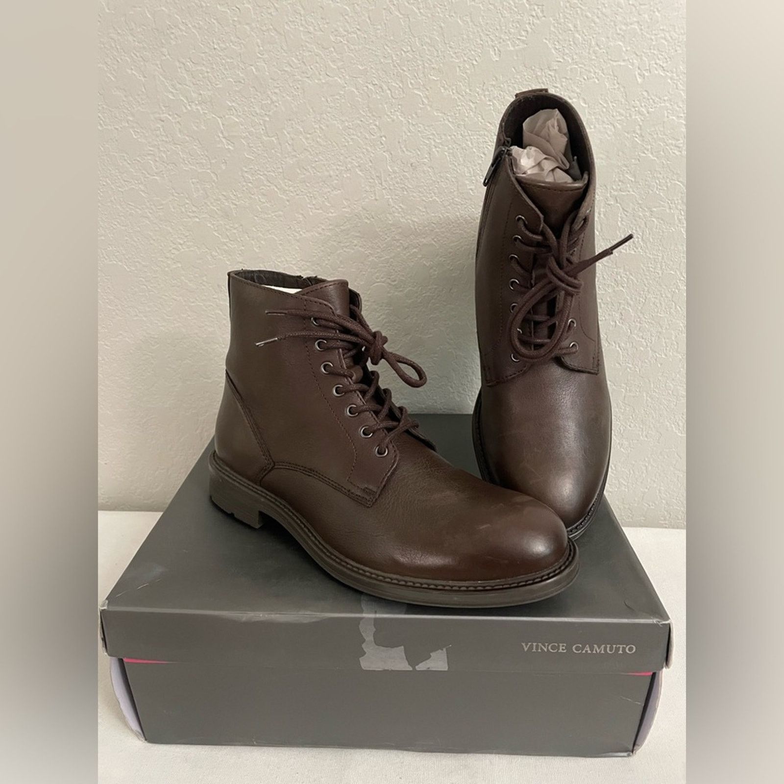 Vince Camuto Vince Camuto Langston Leather Lace Up Boot w/ zipper Mens 9 Size US 9 / EU 42 - 1 Thumbnail