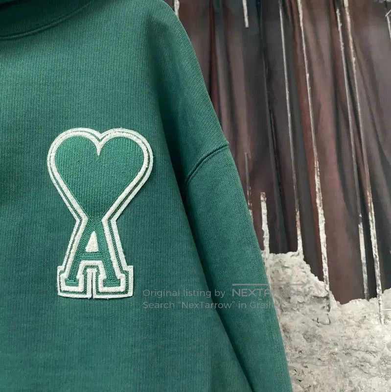 AMI AMI Long Sleeve Hoodie in Green . Size L / US 10 / IT 46 - 5 Thumbnail