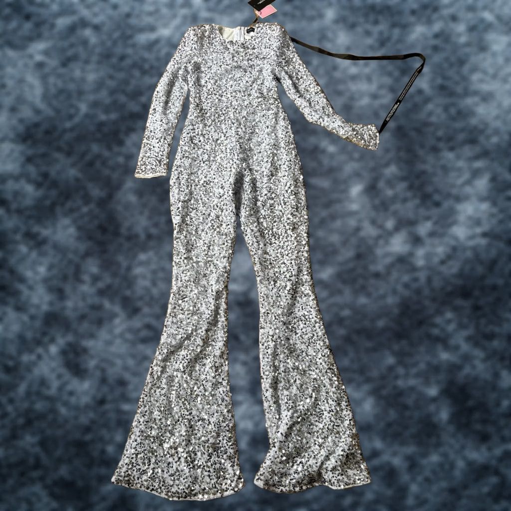 PrettyLittleThing PRETTYLITTLETHING Sequin Jumpsuit XS Tan Multicolor One-Piece Women Size 0 Size 26" / US 2 / IT 38 - 1 Thumbnail