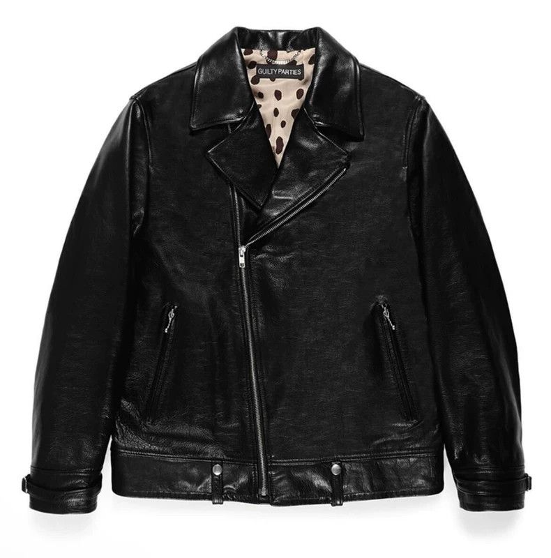 Wtaps WackoMaria Leopard Lined Leather Motorcycle Jacket Wtaps WackoMaria Leopard Lined Leather Motorcycle Jacket