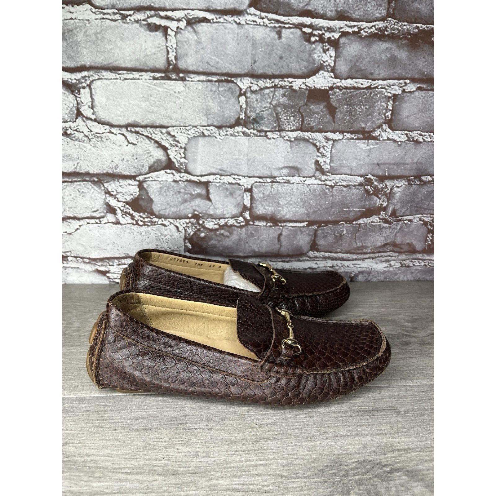 Cole Haan COLE HAAN Dark Mocha Brown Leather Python Print Shelby Flats Size US 7.5 / IT 37.5 - 2 Thumbnail
