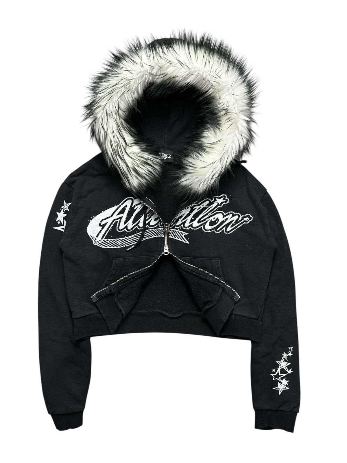 20471120 ATTENTION SIX STAR CROPPED LGB STYLE FUR ZIP HOODIE Size M / US 6-8 / IT 42-44 - 6 Thumbnail