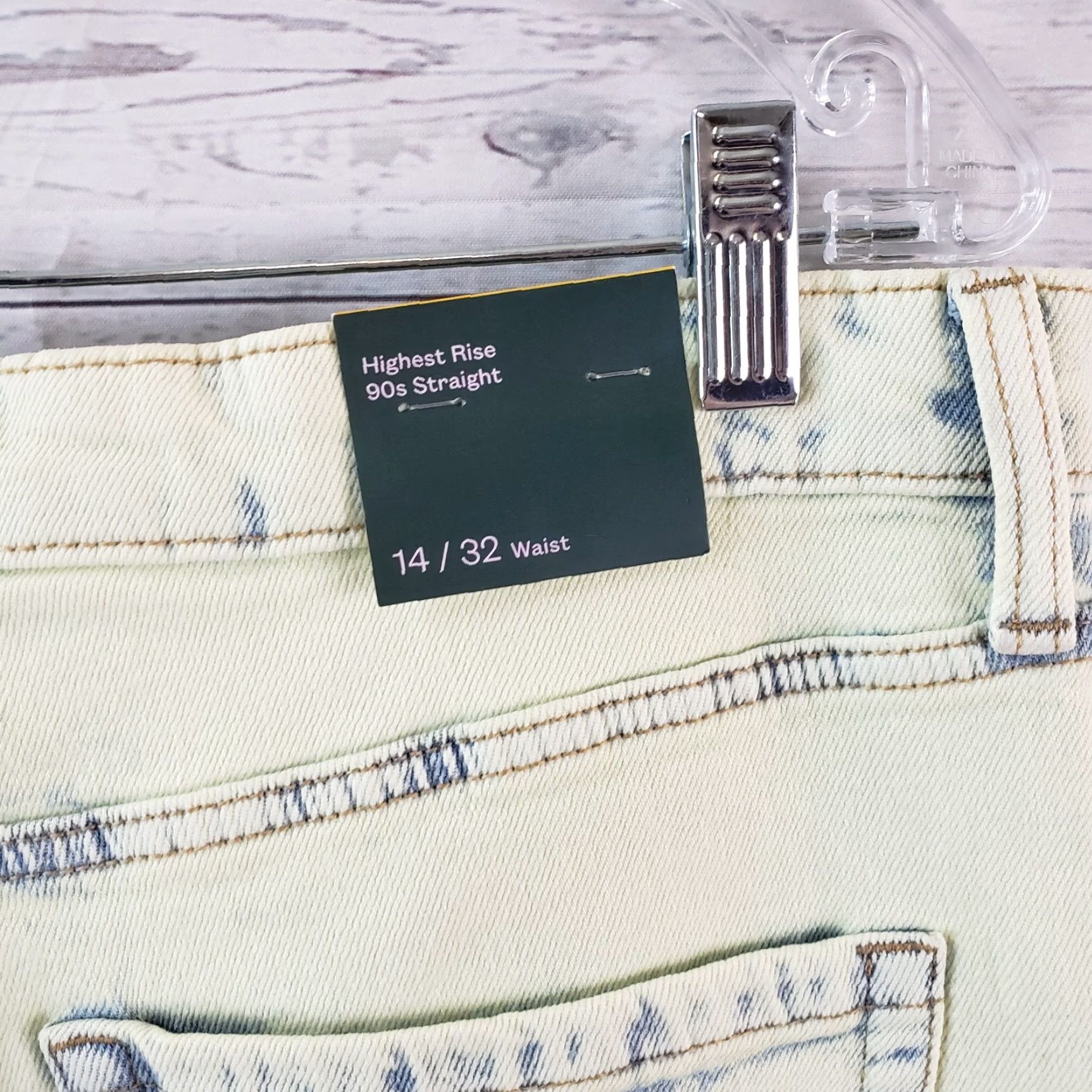 Vintage VINTAGE Wild Fable Womens Highest Rise 90s Straight Jeans Sz 14 Acid Over-Dye Lime Green Size 36" / US 14 / IT 50 - 7 Thumbnail