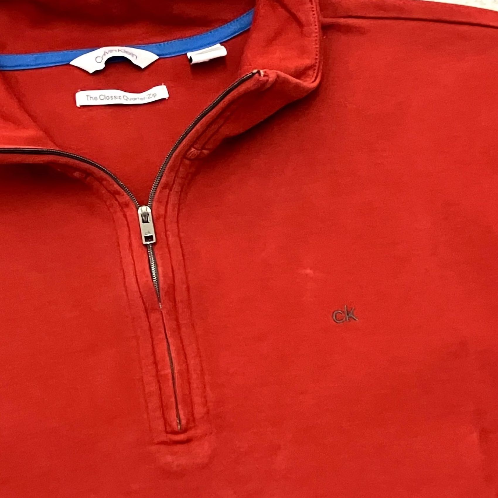 Calvin Klein Calvin Klein Sweatshirt Mens XL Red 1/4 Zip CK Logo Pullover Jumper Shirt Size US XL / EU 56 / 4 - 2 Thumbnail