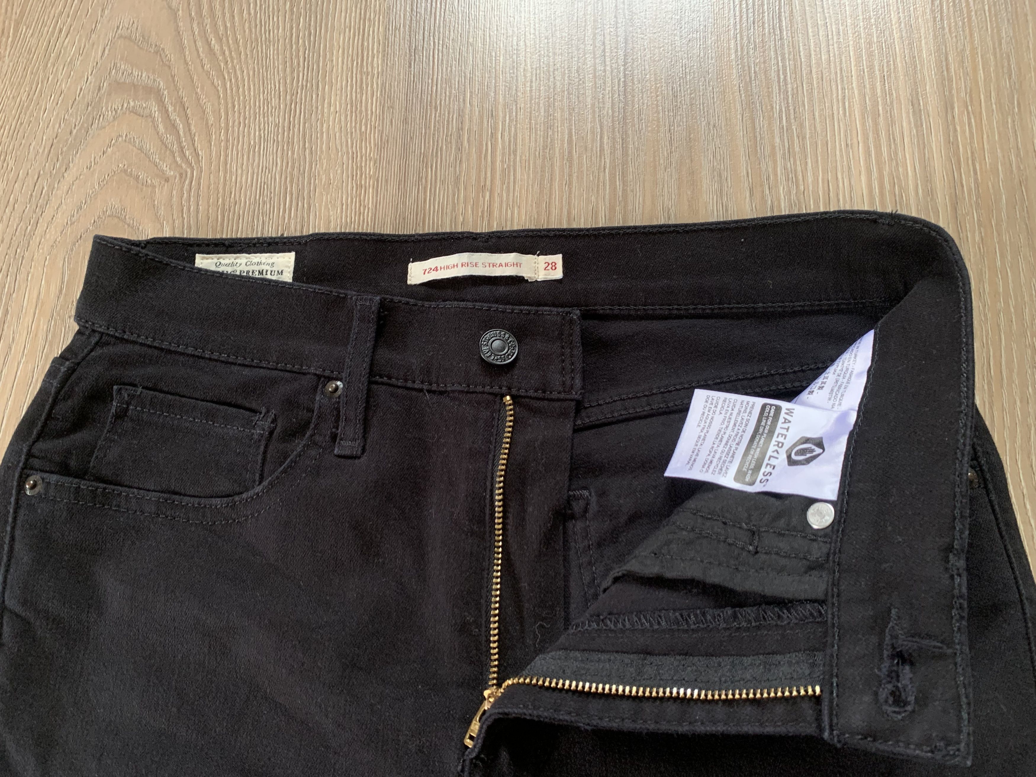 Levi's Levis Premium 724 High Rise Straight Black Jeans Size 28" / US 6 / IT 42 - 5 Thumbnail