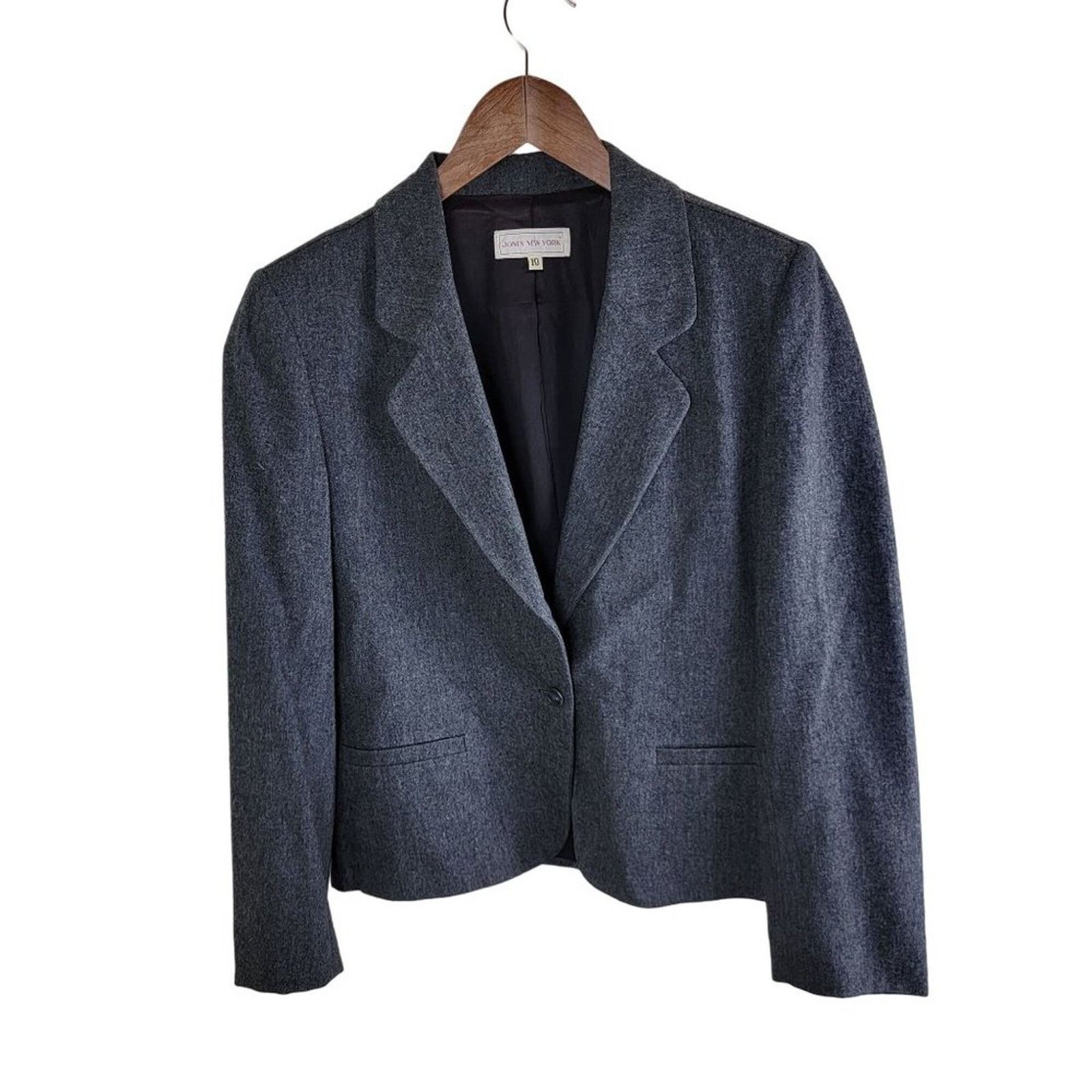 Jones New York Vintage Jones New York Womens Wool Tweed Blazer size 10 Grey Size L / US 10 / IT 46 - 11 Thumbnail