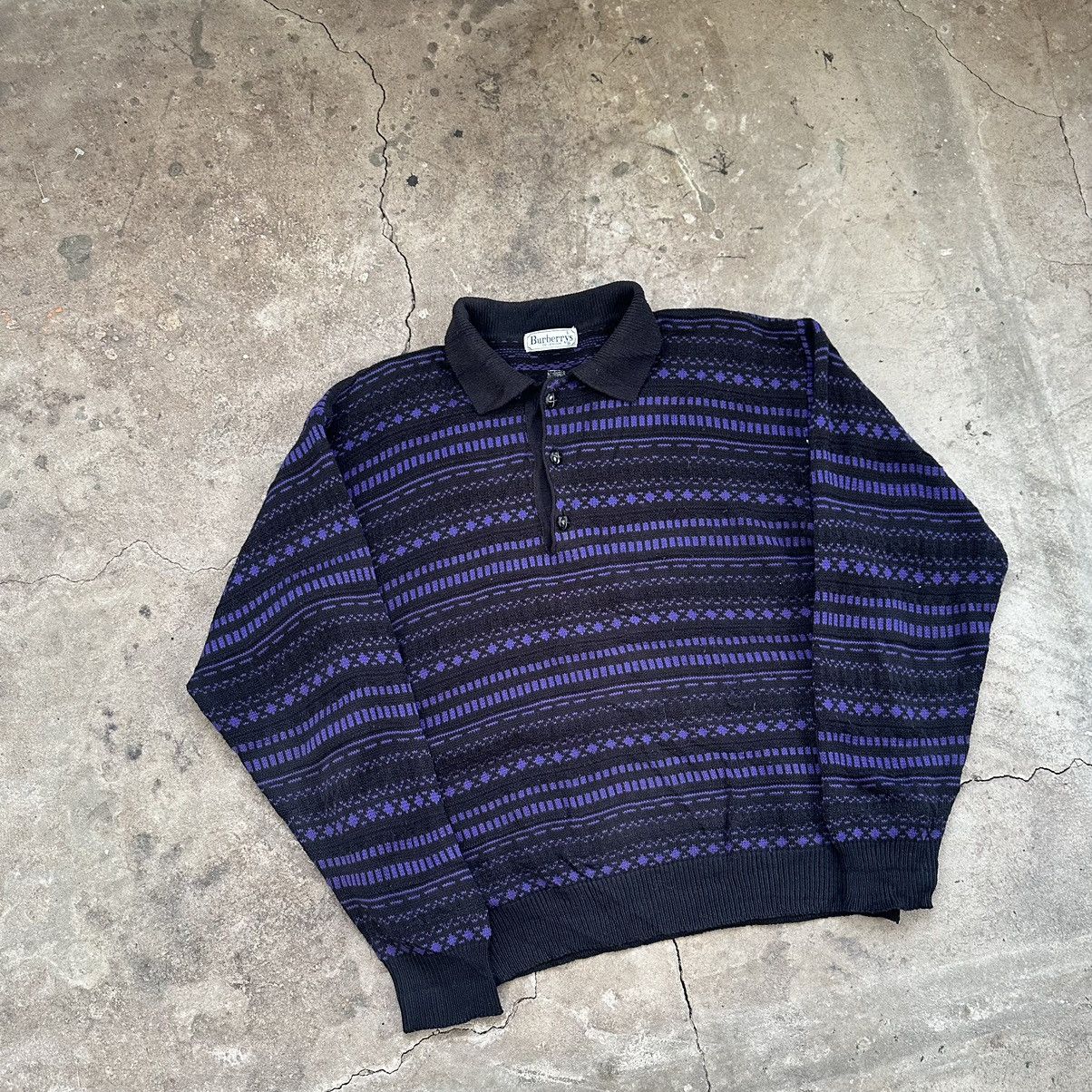 Burberry Vintage Burberrys 90s Lambswool Checkered Grey Sweater Size US XL / EU 56 / 4 - 5 Thumbnail