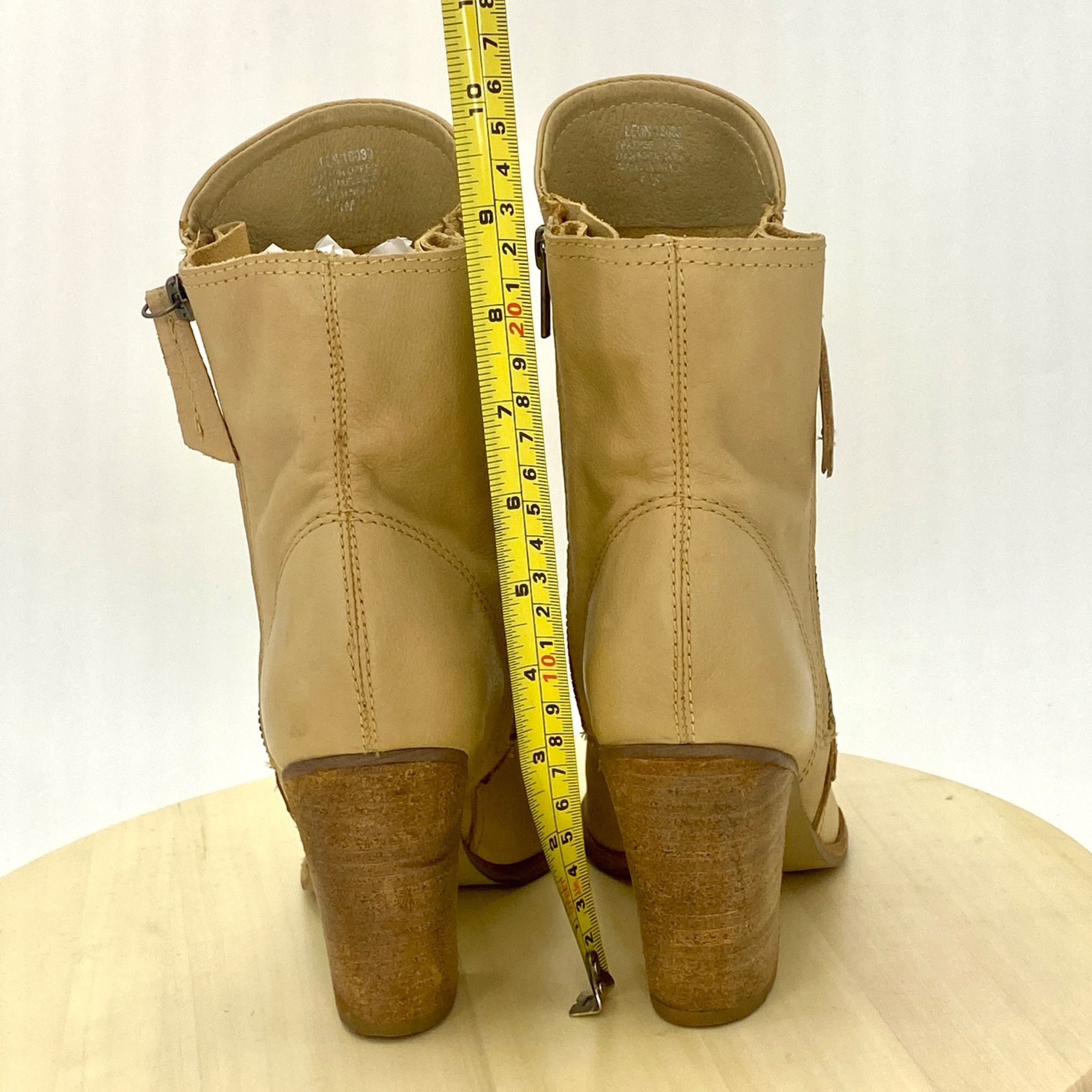 Matisse Matisse Beige Natural Leather Leon Mid-Calf Peep Toe Block H Size US 6 / IT 36 - 10 Thumbnail