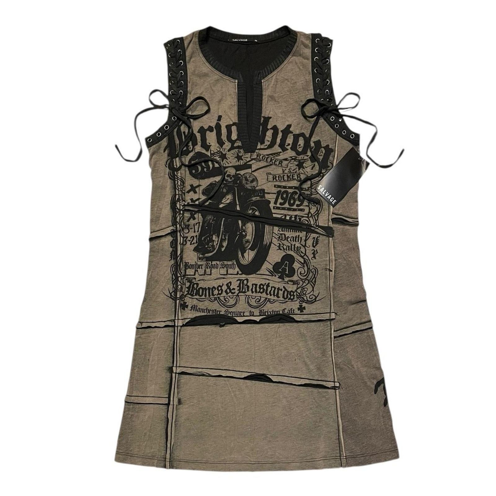Deadstock VTG Y2K Salvage grunge punk goth laceup tank dress