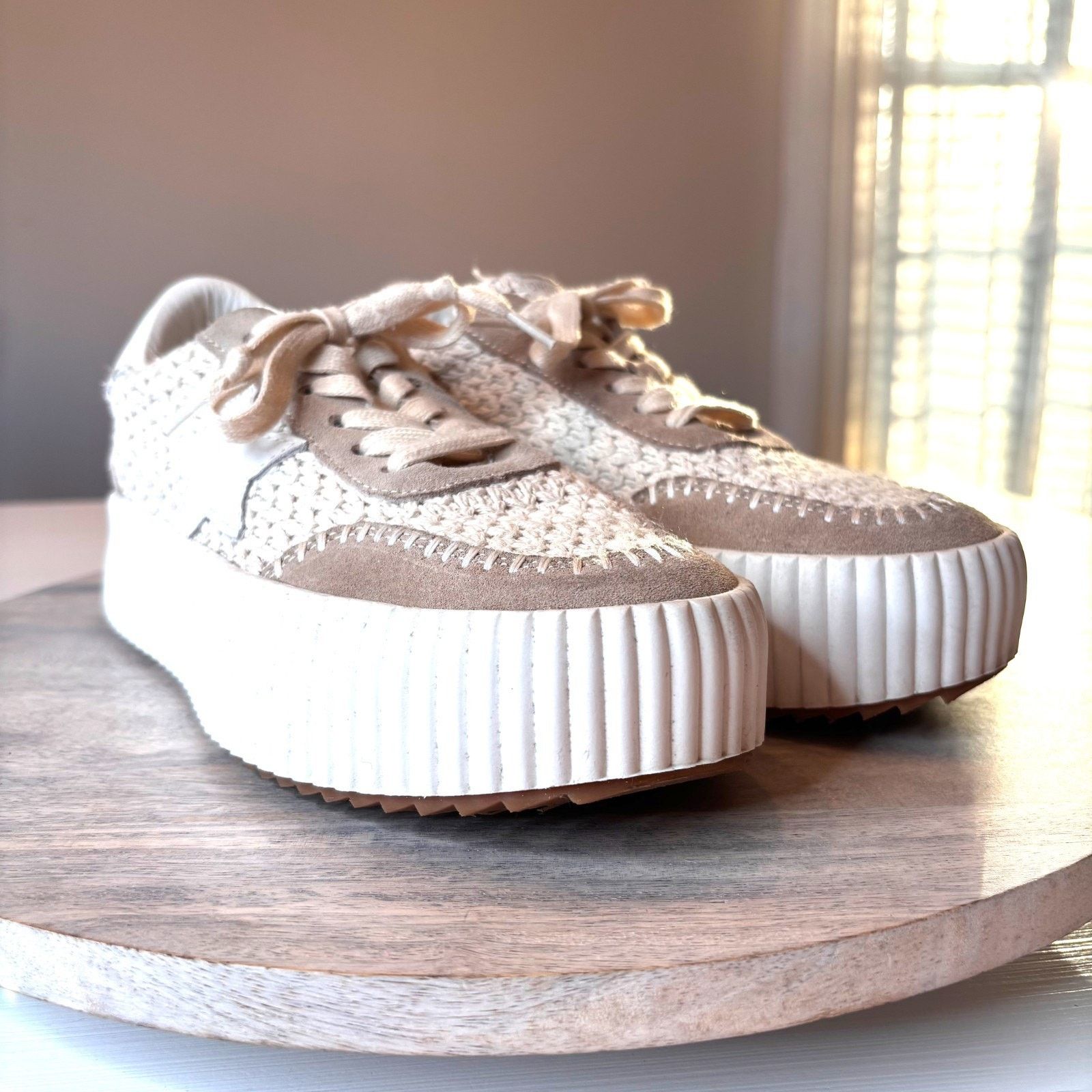 Vintage Havana Vintage Havana Crochet Platform Sneakers Size 9 Beige Cream Size US 9 / IT 39 - 7 Thumbnail