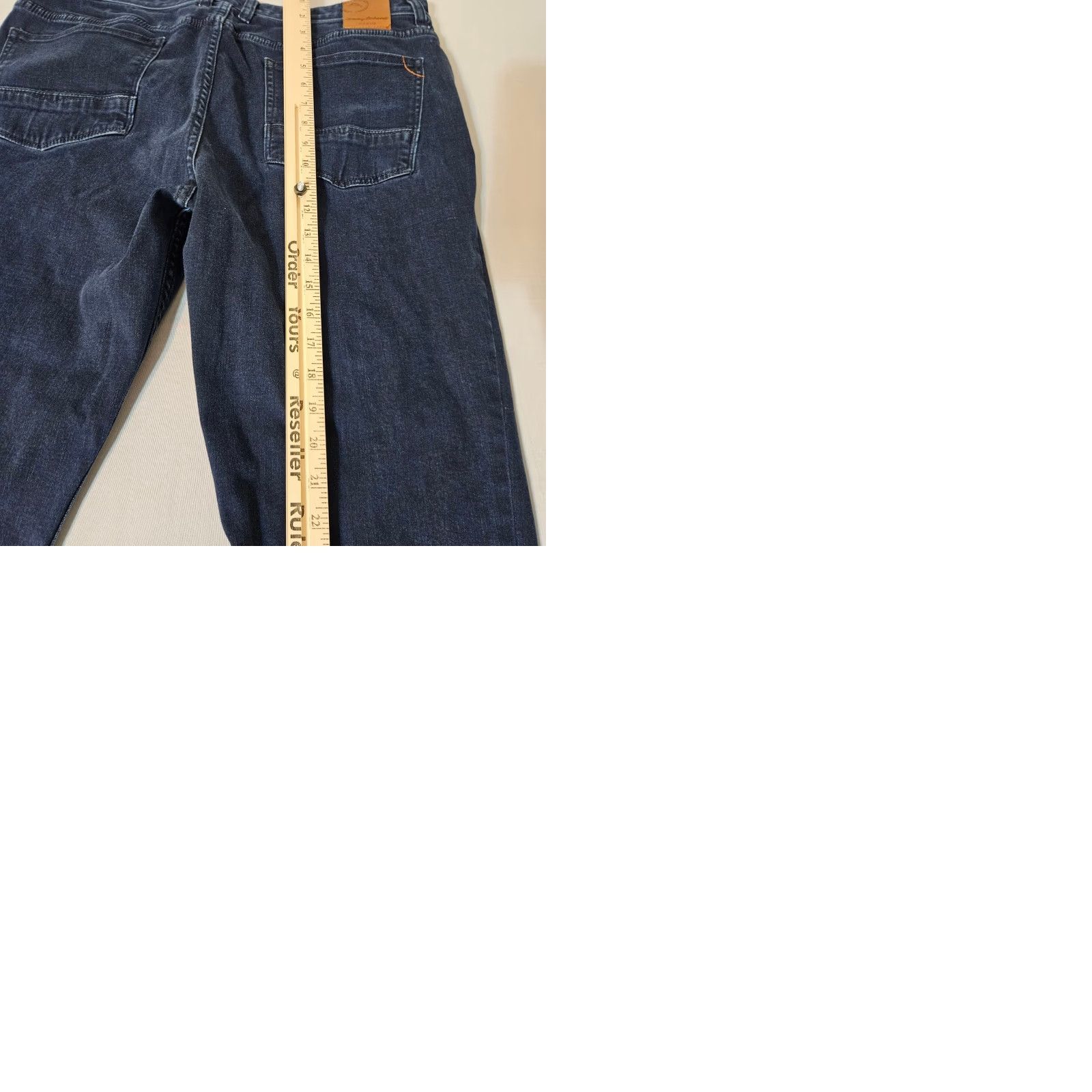 Tommy Bahama Jeans Men 38x28 Dark Blue Stretch Denim Pant Tencel Blend Regular Fit 5-Pocket Button Zip Waist 38in Casual Comfort