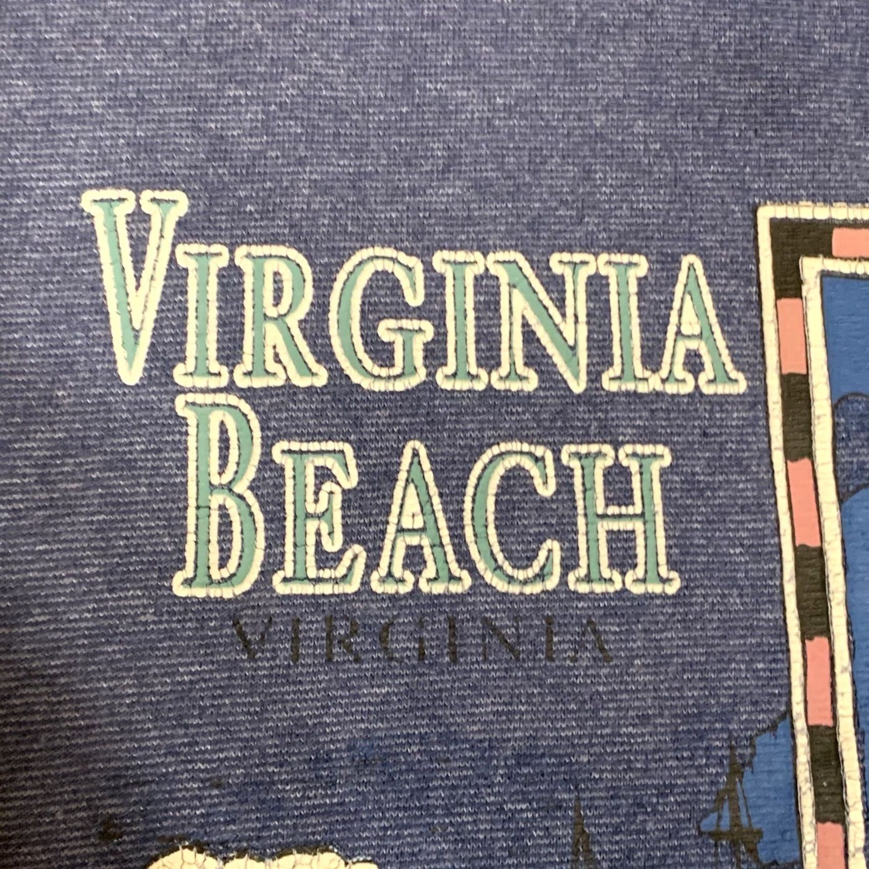 X-LARGE VINTAGE 90s Virginia Beach T-Shirt Made In USA Mens XL Blue Crew Neck Short Sleeve Cotton Blend Tennessee River Shirt Size US XL / EU 56 / 4 - 7 Thumbnail
