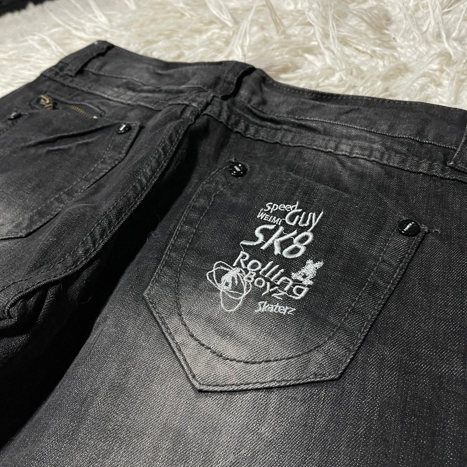 Japanese Brand Vintage Faded Wash Low-rise Flared Bootcut Denim Jeans Black Size 30" / US 8 / IT 44 - 9 Thumbnail