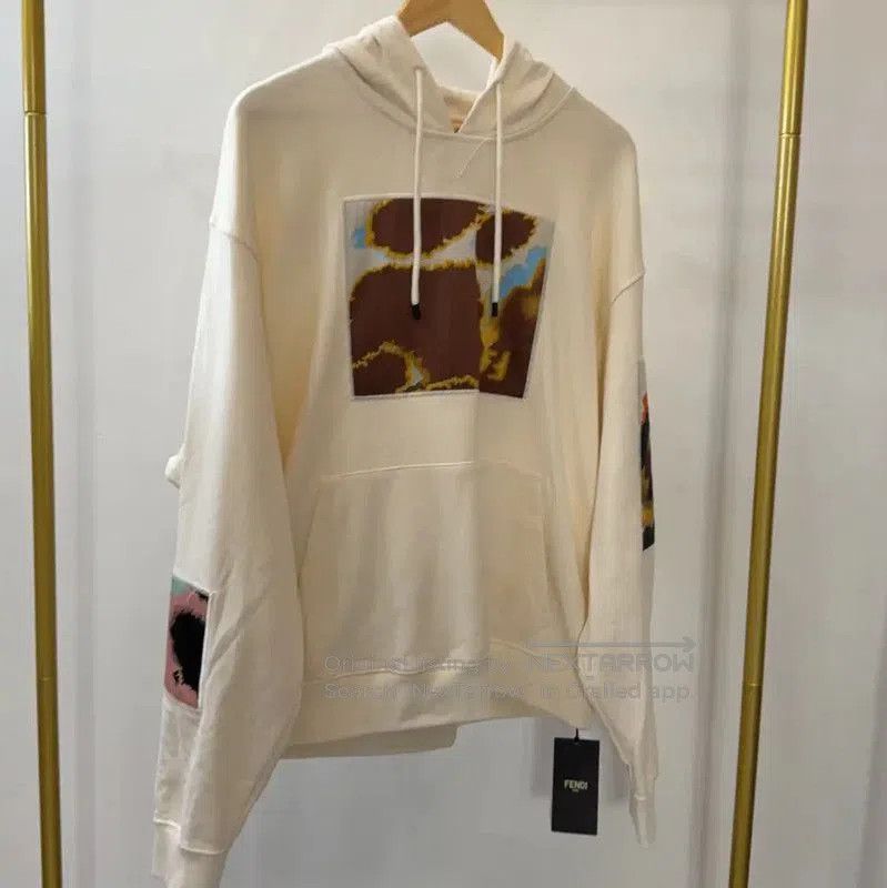 Fendi Fendi Cream Embroidered Cotton Hoodie for Men . Size US XL / EU 56 / 4 - 1 Thumbnail