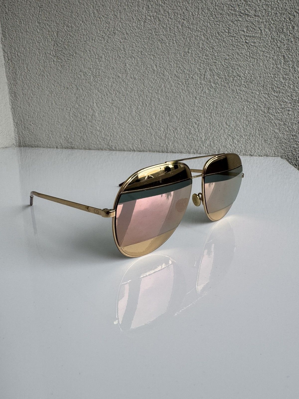 Dior Christian Dior Gold Aviator Sunglasses Gold Frame Vintage Size ONE SIZE - 1 Thumbnail