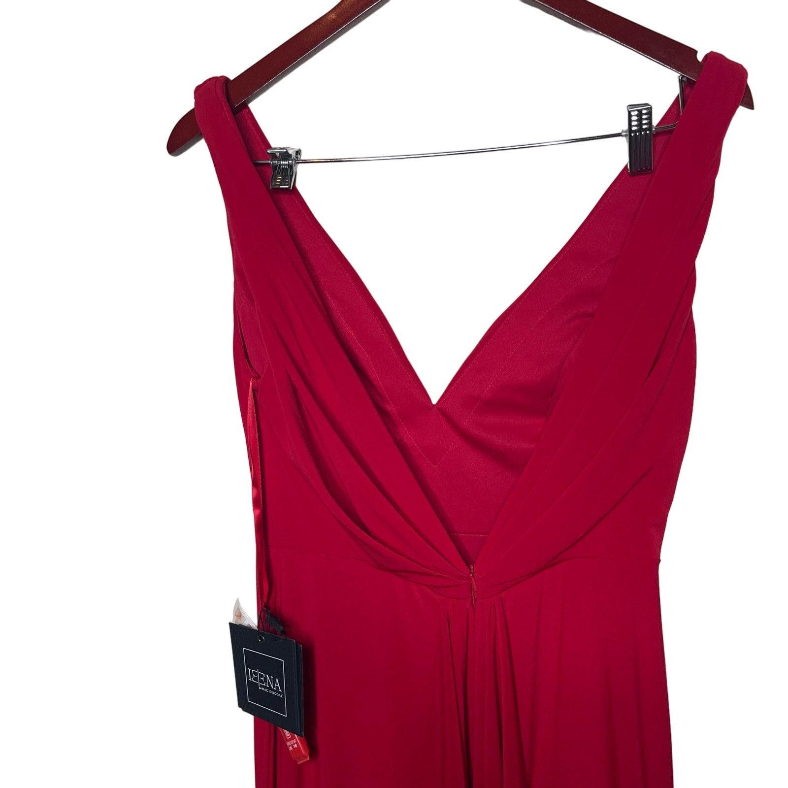 Other NWT Ieena Mac Duggal Sleeveless V Neck Jersey Gown in Red 4 Size S / US 4 / IT 40 - 11 Thumbnail