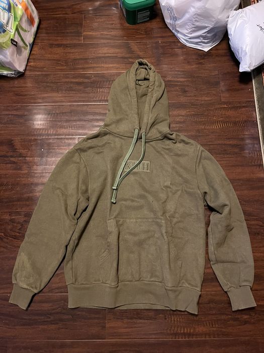 Kith Kith Box Logo Hoodie Olive Heavyweight | Grailed